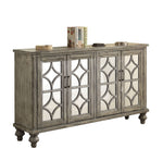 Velika Weathered Gray Wood Console Table with 4 Doors