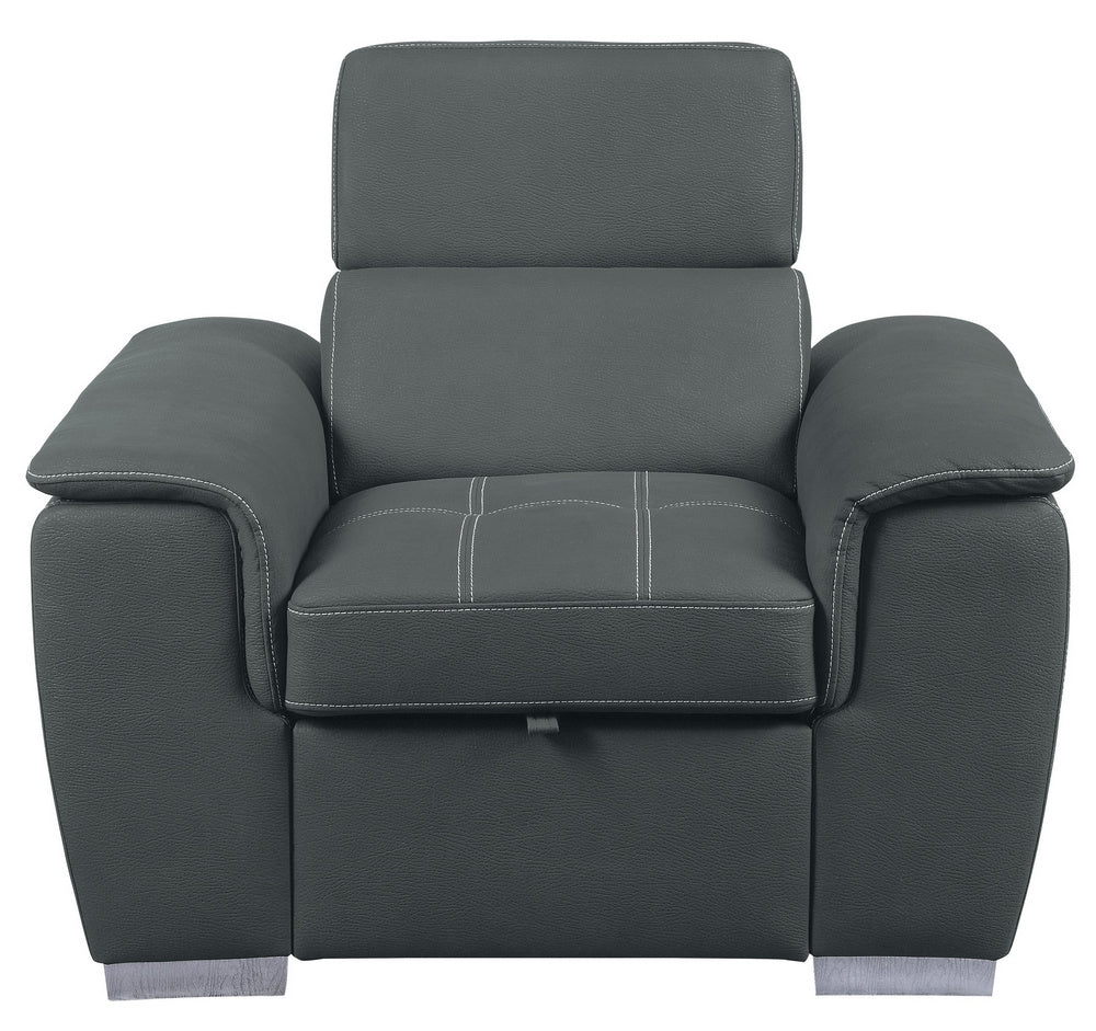 Ferriday Gray Fabric Chair with Pull-Out Ottoman