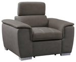 Ferriday Taupe Fabric Chair with Pull-Out Ottoman