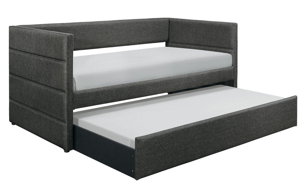 Vining Dark Gray Fabric Twin Daybed with Trundle