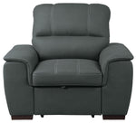 Andes Gray Fabric Chair with Pull-Out Ottoman