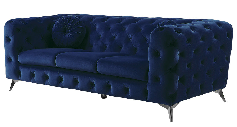 Atronia Blue Fabric Button Tufted Sofa