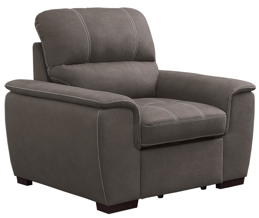 Andes Taupe Fabric Chair with Pull-Out Ottoman