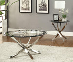 Norwood 2-Pc Chrome Table Set with Round Glass Top