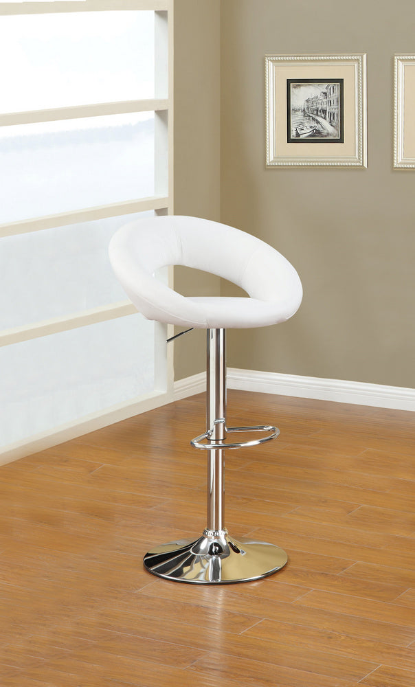 Christelle 2 White Faux Leather/Chrome Metal Bar Stools