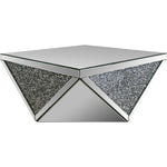 Noralie Mirrored Coffee Table Triangular Base with Acrylic Insert