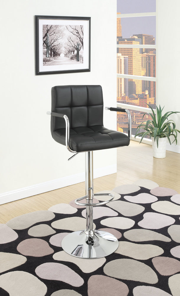 Adelina 2 Black Faux Leather/Metal Adjustable Bar Stools