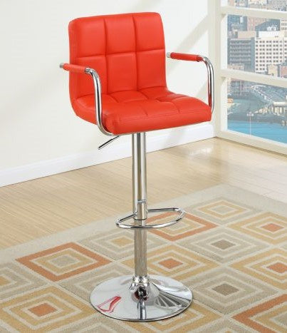 Adelina 2 Red Faux Leather/Metal Adjustable Bar Stools