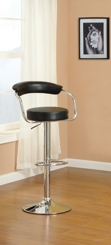 Estelle 2 Black Faux Leather/Chrome Metal Bar Stools