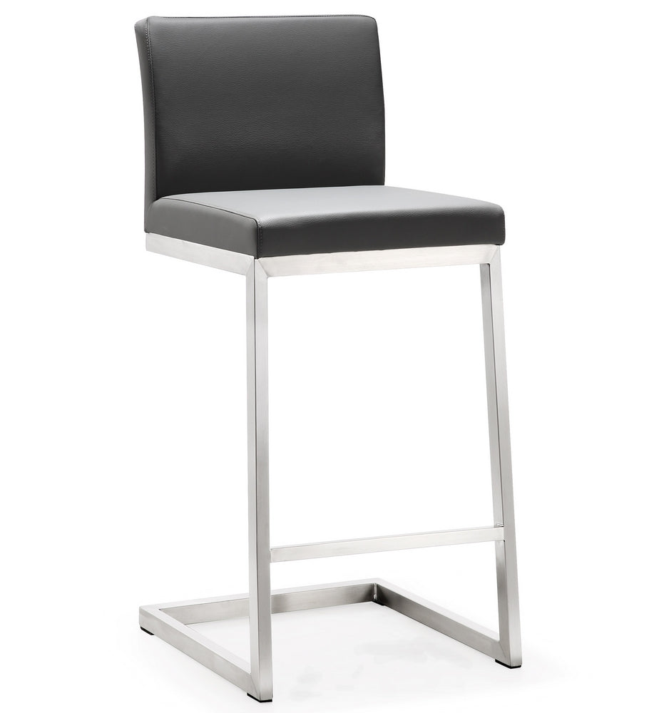 Parma 2 Grey Vegan Leather/Steel Counter Stools