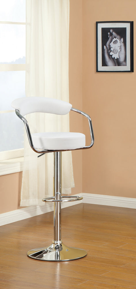 Estelle 2 White Faux Leather/Chrome Metal Bar Stools