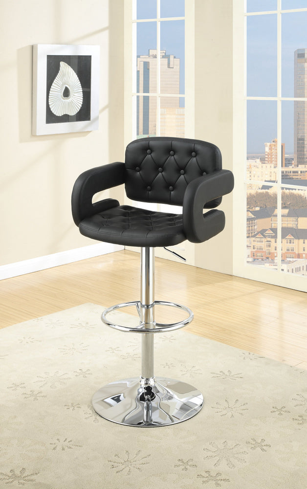 Michelle Black Faux Leather/Chrome Metal Bar Stool