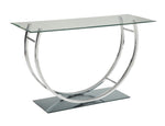 Amore Chrome Glass Sofa Table with U-Shaped Base