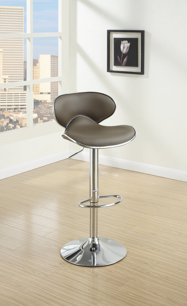 Amour 2 Espresso Faux Leather/Chrome Metal Bar Stools