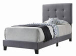 Mapes Grey Fabric Upholstered Twin Panel Bed