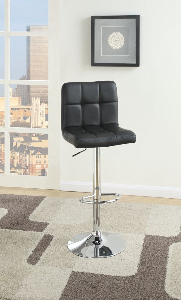 Adelina 2 Black Faux Leather/Metal Adjustable Bar Stools