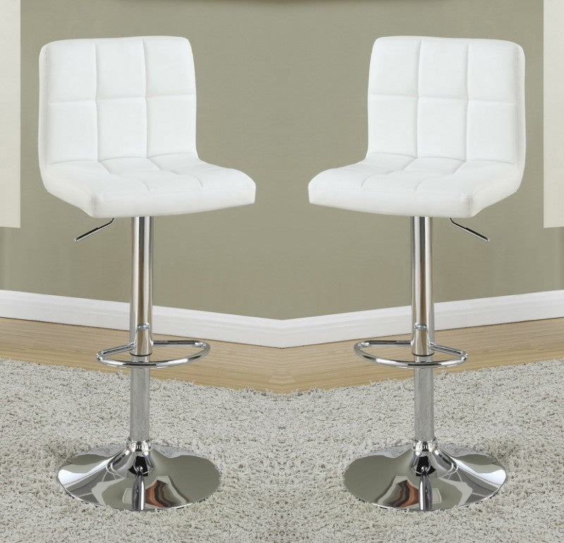 Adelina 2 White Faux Leather/Metal Adjustable Bar Stools