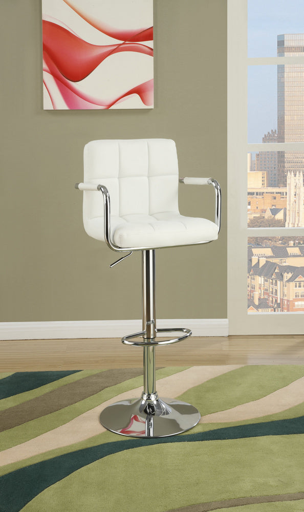 Adelina 2 White Faux Leather/Metal Adjustable Bar Stools