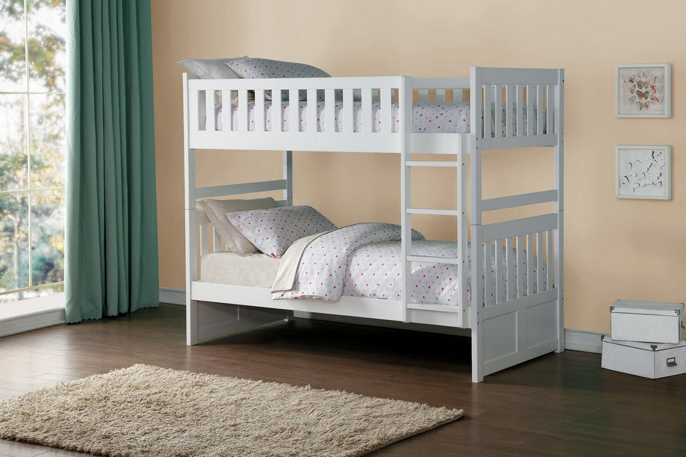 Galen White Wood Twin/Twin Bunk Bed