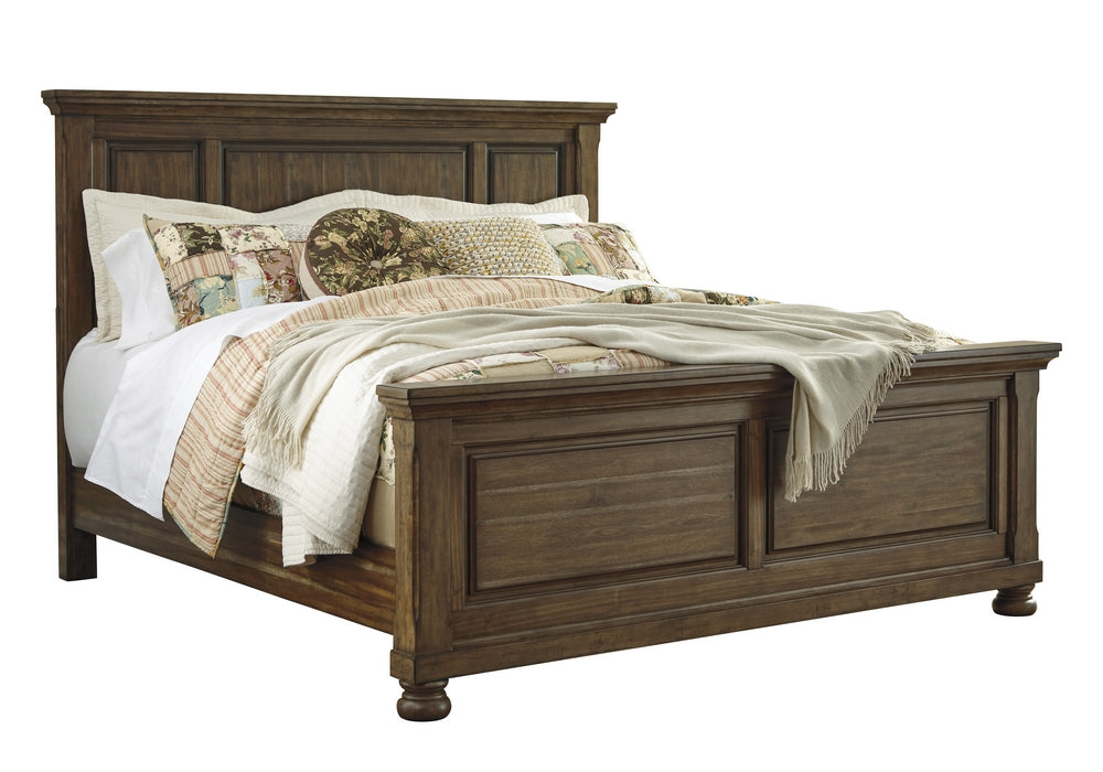 Flynnter Medium Brown King Panel Bed