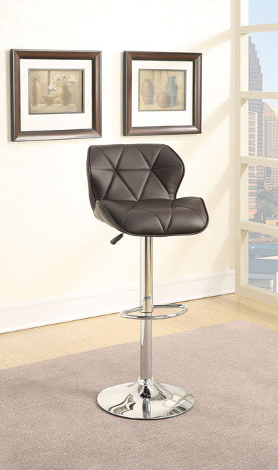 Silvia 2 Brown Faux Leather/Chrome Metal Bar Stools