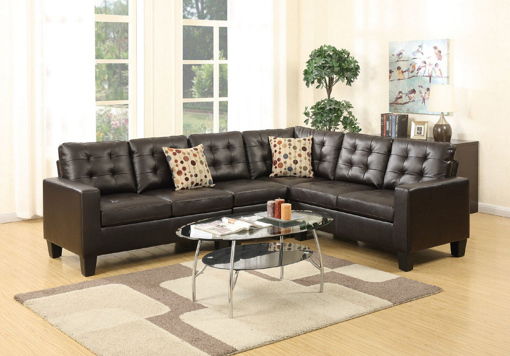 Bobkona Espresso Bonded Leather Modular Sectional Sofa