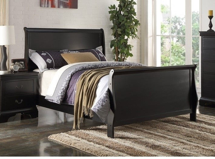 Fiona Black Wood Full Sleigh Bed