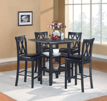 Norman 5-Pc Black Wood Counter Height Table Set