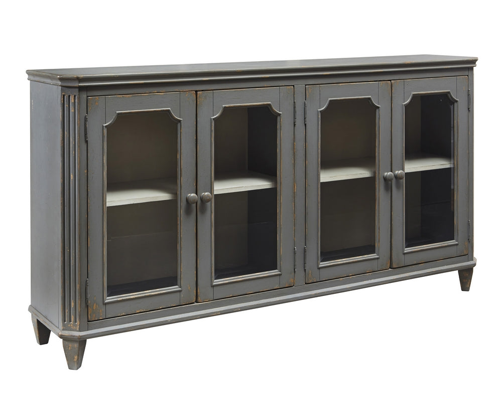 Mirimyn Antique Gray Wood 4-Door Accent Cabinet