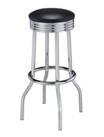 Cleveland 2 Chrome Bar Stools with Black Leatherette Seat