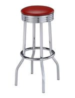 Cleveland 2 Chrome Bar Stools with Red Leatherette Seat