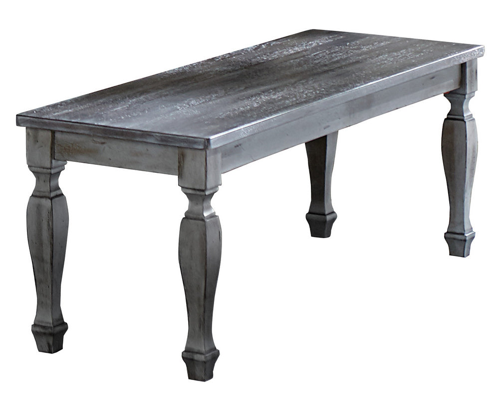 Fulbright Wire Brushed Gray Wood Dining Bench