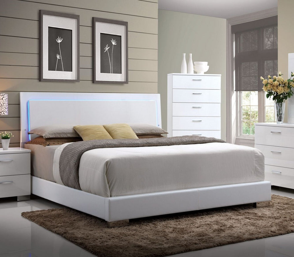 Lorimar White PU Leather King Bed Headboard with LED