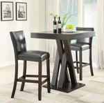 Mannes 3-Pc Cappuccino Wood/Black Leatherette Bar Table Set