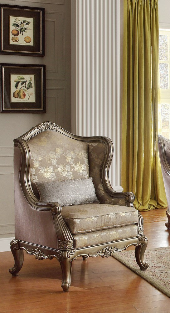 Florentina Taupe Silk-Like Fabric Chair