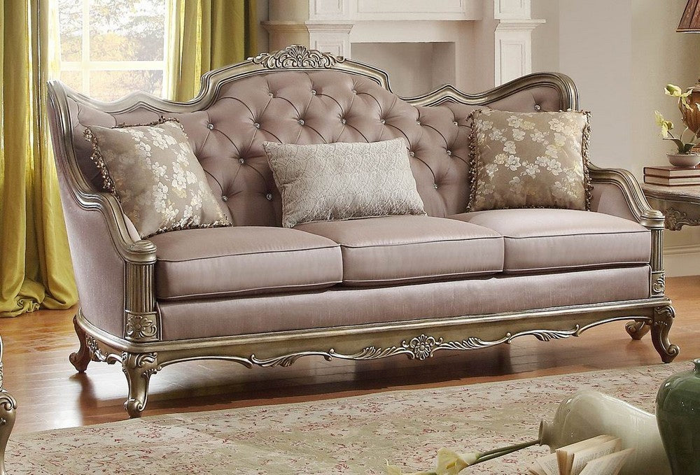 Florentina Taupe Silk-Like Fabric Sofa