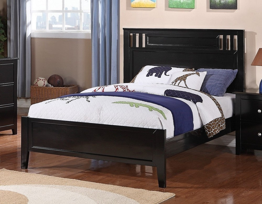 Rosario Black Wood Full Panel Bed