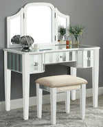 Cyndi White Wood Vanity with Mirror & Stool