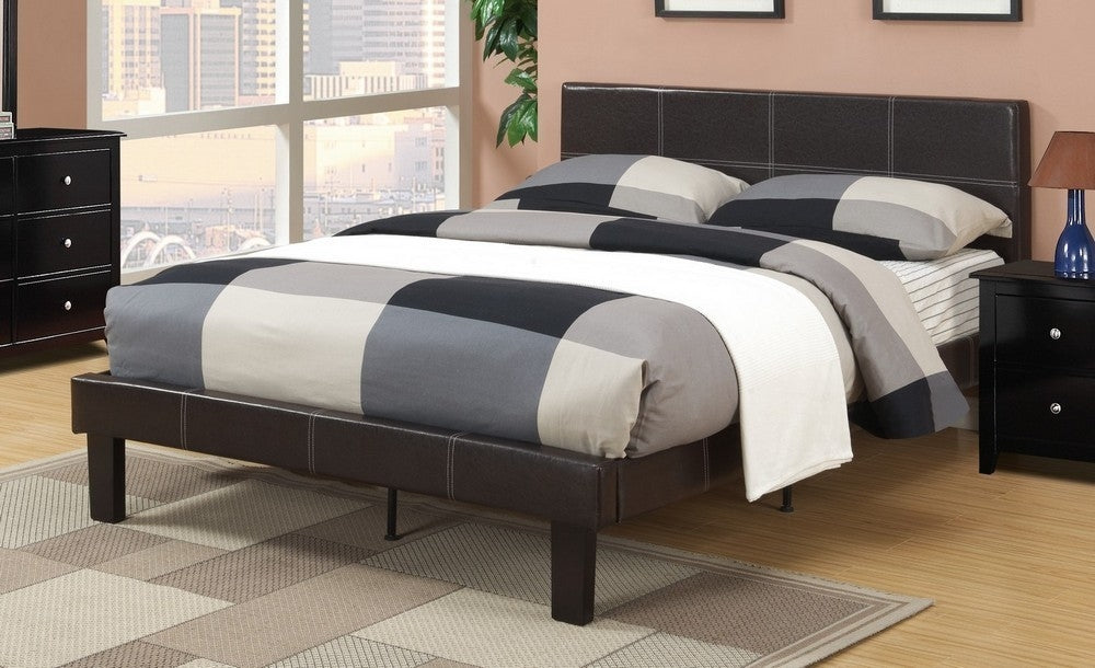 Jules Espresso Faux Leather Upholstered Twin Bed