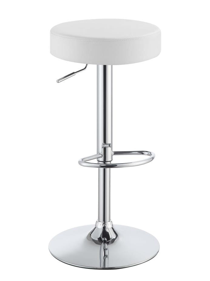 Tere White Leatherette Adjustable Bar Stool with Chrome Base