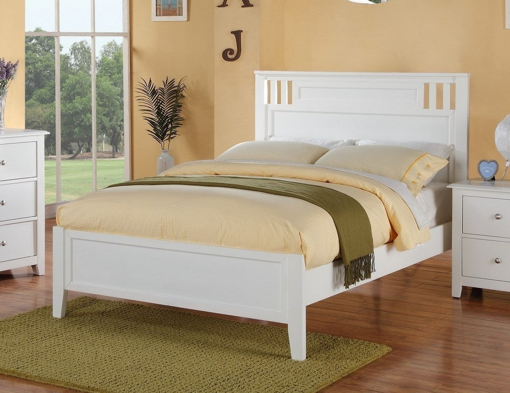 Rosario White Wood Twin Panel Bed