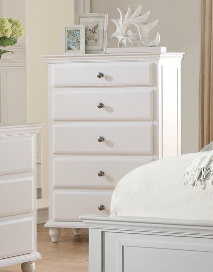 Evelyn White Wood 5-Drawer Chest