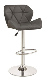 Linn 2 Chrome Bar Stools with Grey Leatherette Covered Seat