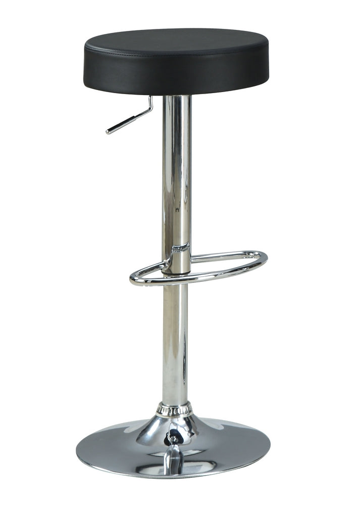 Tere Black Leatherette Adjustable Bar Stool with Chrome Base