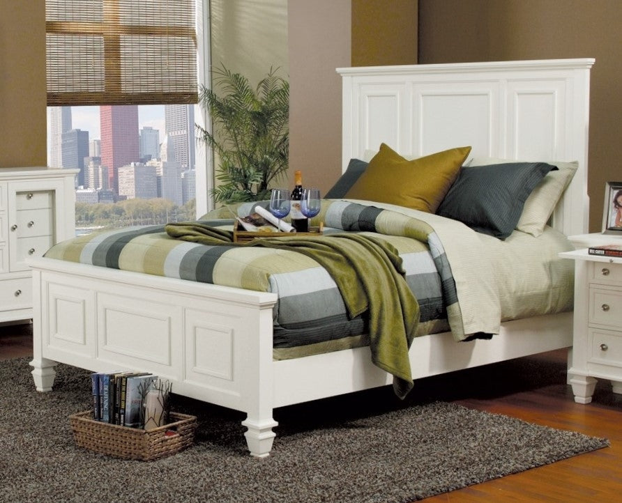 Sandy Beach White Wood King Panel Bed