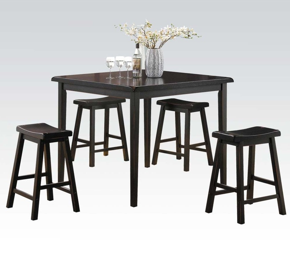 Gaucho 5-Pc Black Wood Counter Height Set