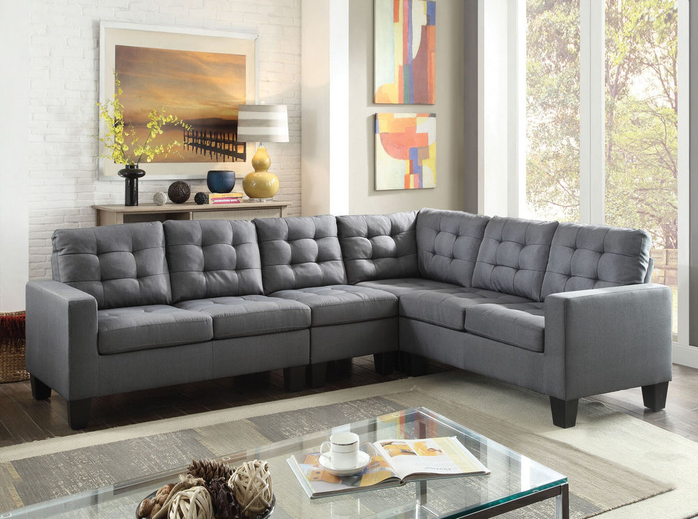 Earsom Gray Linen Sectional Sofa