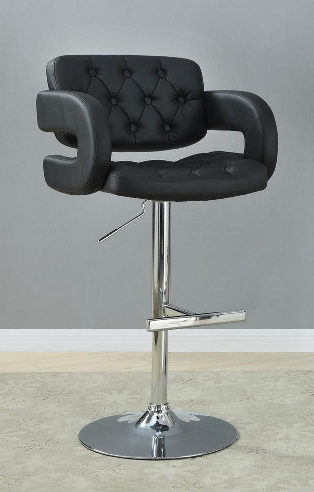 Jonna Chrome Bar Stool with Black Leatherette Covered Seat