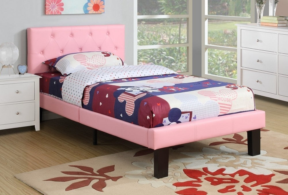 Dodie Pink Faux Leather Upholstered Full Bed