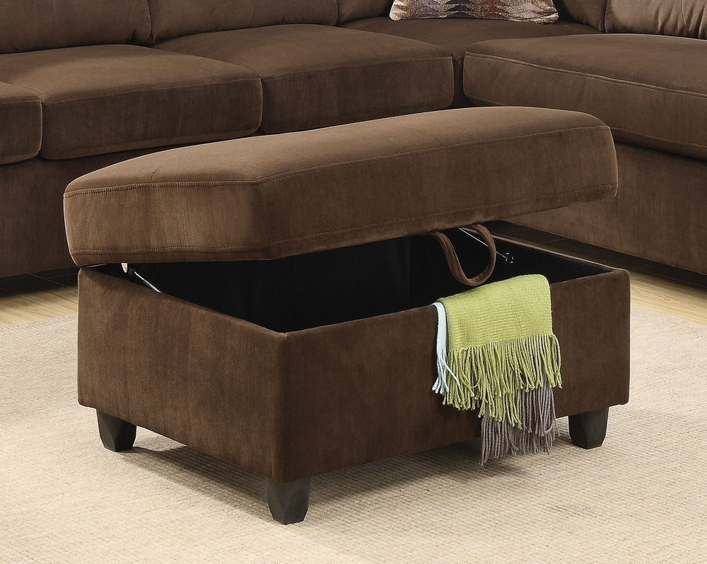 Belville Chocolate Velvet Ottoman with Storage